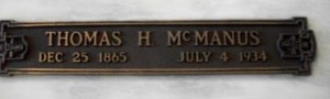 Thomas H. McManus Marker at Forest Lawn Memorial Park, CA