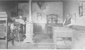 Jake Dick's Printing Office Interior, 1910.