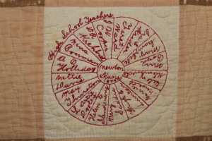 Detail of Old Settler's Signature Quilt, 1908-1910.