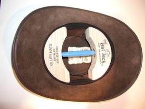 Image of a modern hat stretcher in a hat.